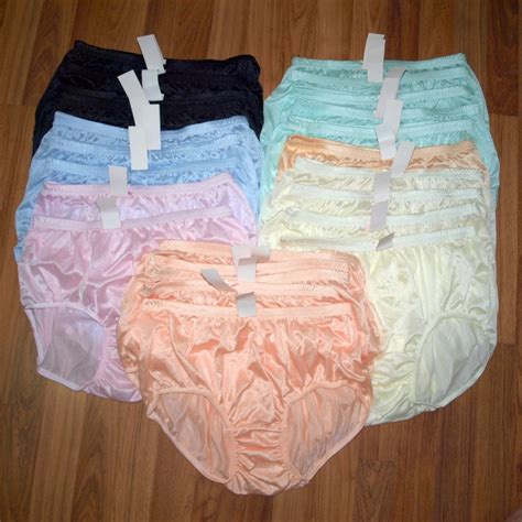 Lot Of 24 7 Colors Vintage Style Briefs Nylon Panties Womens Hip 40