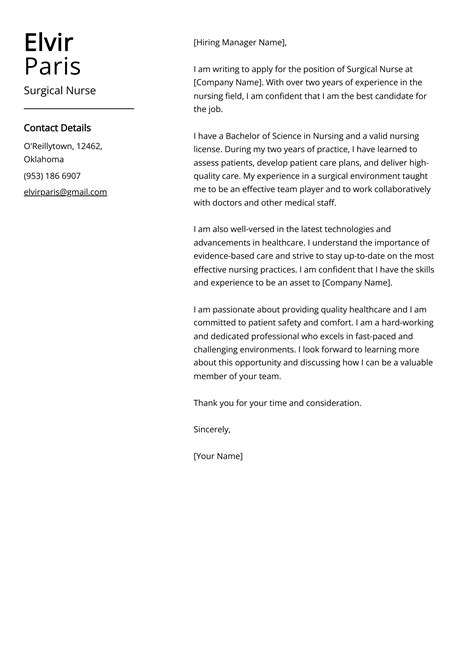 Surgical Nurse Cover Letter Examples Template And 20 Tips