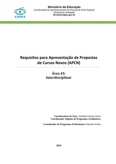 PDF Requisitos para apresentação de propostas de cursos novos