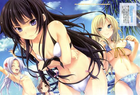 Aqua Eyes Bikini Black Hair Blonde Hair Boku Wa Tomodachi Ga Sukunai Breasts Brown Eyes Brown