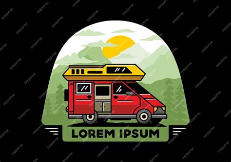 Premium Vector Big Van With Sliding Door For Camping Illustration