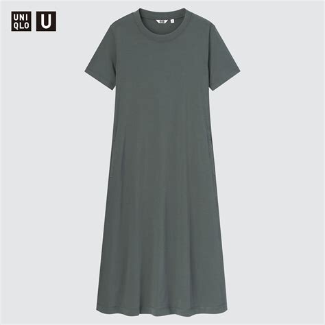 Uniqlo U Airism Cotton Short Sleeve Long Flare Dress Stylehint