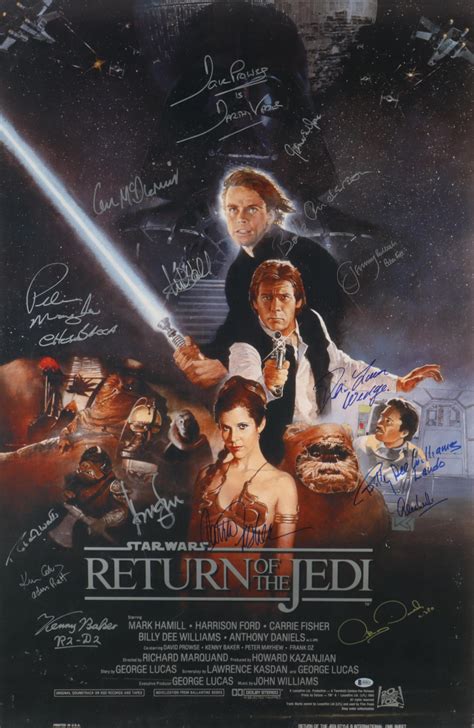 Star Wars Return Of The Jedi Cast Signed 16 27x40 Movie Poster