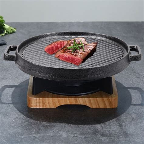 Cast Iron Reversible Griddle Plate Non Stick Campfire Charcoal Bbq