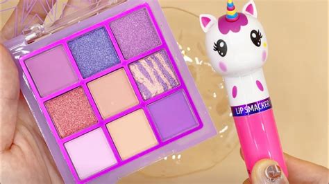 Slime Coloring With Makeup Mixing Unicorn Lipstick And Eyeshadow Into