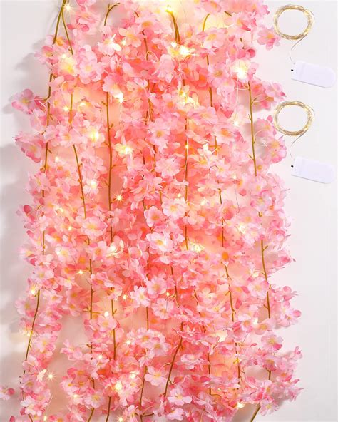 Amazon 4pcs 23 6ft Artificial Cherry Blossom Flower Vines Fake