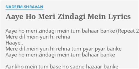 Aaye Ho Meri Zindagi Mein Tum Bahar Banke Lyrics Dusolapan