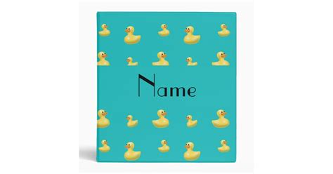 Personalized Name Turquoise Rubber Duck Pattern 3 Ring Binder Zazzle