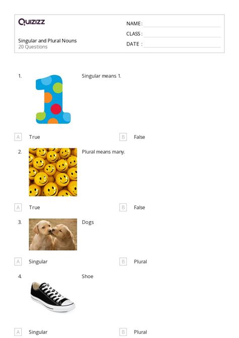 50 Plural Nouns Worksheets For 2nd Class On Quizizz Free And Printable