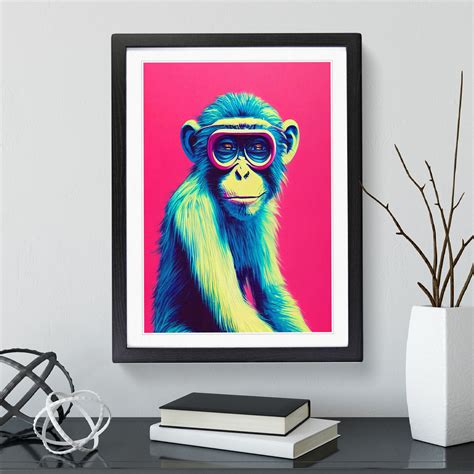 Framed Wall Art Print Colourful Monkey Modern Poster Picture Ebay