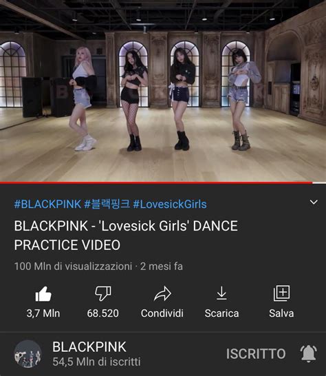 201216 Blackpink ‘lovesick Girls Dance Practice Video Hits 100m