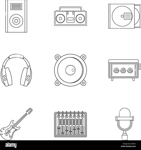 Music Recording Icon Set Outline Style Stock Vector Image Art Alamy