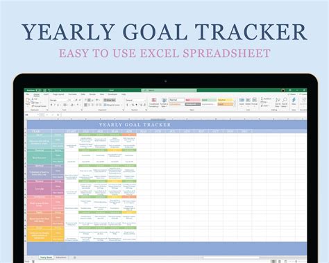 Yearly Goal Tracker Excel Spreadsheet Digital Download - Etsy