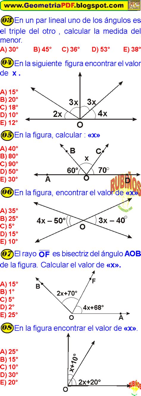 Angulos Ejercicios Para Resolver En Primaria Y Secundaria Con Claves Y