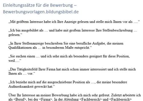 Einleitungssatz F R Bewerbung Beispiele Texte Tipps Kostenlos