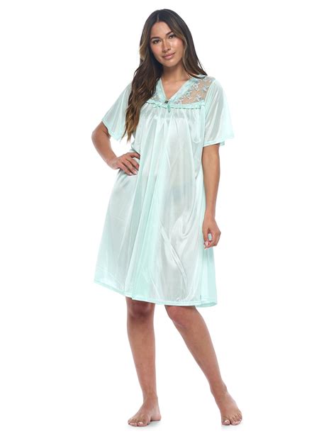 Casual Nights Womens Fancy Lace Neckline Silky Tricot Nightgown