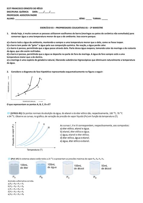 Exerc Cio Qu Mica Bimestre Ecit Francisco Ernesto Do R Go