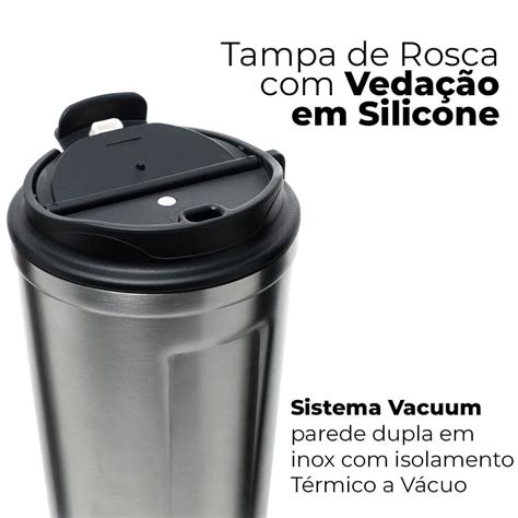 Copo Térmico Com Termômetro Inox Parede Dupla Motion 500ml Lyor 5235