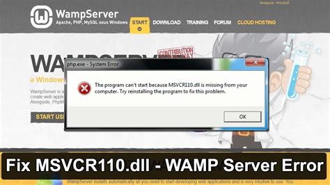 Fix WampServer Error MSVCR100 Dll Missing On Your System YouTube