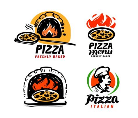 Pizza Pizzeria Logo Or Icon Labels For Menu Vector Image