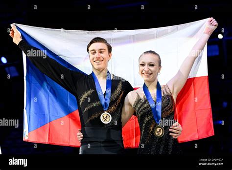 Ice Dance Medal Ceremony Katerina Mrazkova And Daniel Mrazek Cze First