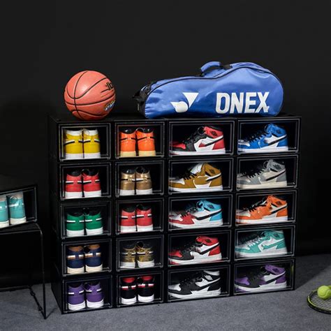 Pcs Set Aj Sneakers Box Plastic Shoe Box Stackable Cabinet Storage Box