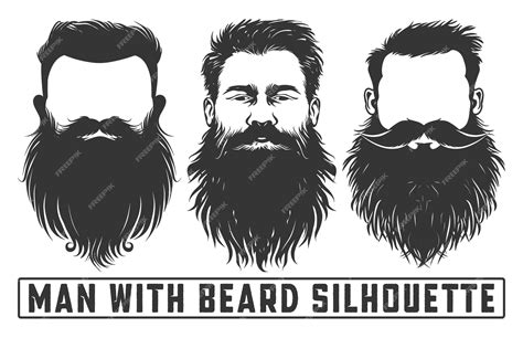 Premium Vector Bearded Men Face Hipsters With Different Haircuts Men With Beard Silhouette