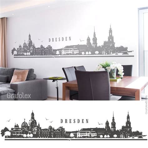 Wandtattoo Skyline Dresden Stadt Panorama Silhouette Wandaufkleber