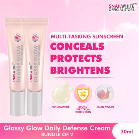 Snailwhite Glassy Glow Daily Defense Cream Spf 50 Pa 30ml Bundle Of Shopee Philippines