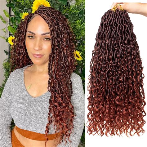 8 Packs Ginger Goddess Locs Crochet Hair In 14 Inch Length With Curly Ends In Myanmar At Mmk