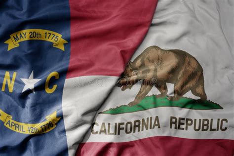 Big Waving Colorful National Flag Of California State And Flag Of North