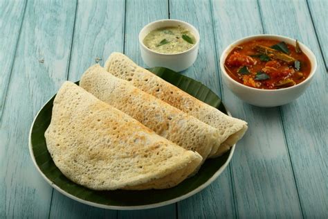 Dosa with Sambar and Chutney- Vegan Breakfast. Stock Photo - Image of golden, kerala: 209754014