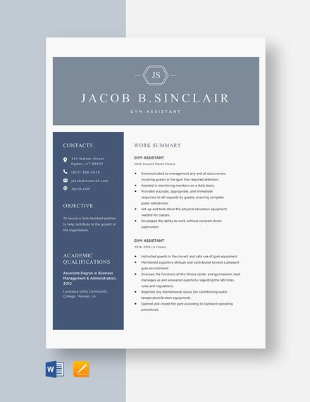 Free Gym Teacher Resume - Download in Word, Apple Pages | Template.net