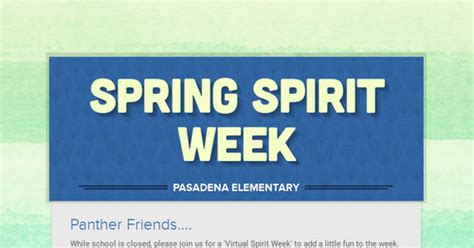 Spring Spirit Week Smore Newsletters For Education