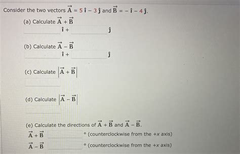 Solved Consider The Two Vectors Vec A 5hat ı 3hat J ﻿and