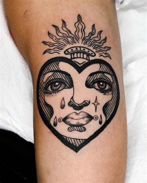 Tattoo Uploaded By Phoebus Tattoos Studio • Sacred Heart Face Emotions