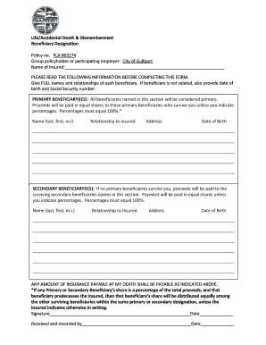 Fillable Online Gulfport Ms Life Beneficiary Form Docx Gulfport Ms