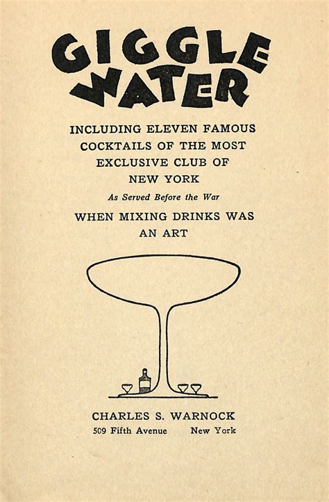 Giggle Water Print 1920s Title Page Order Cocktail Prints Online Cocktail Book Vintage