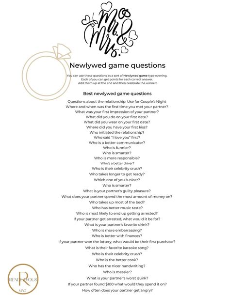 Newlywed Game Questions For Bridal Showers Free Printables