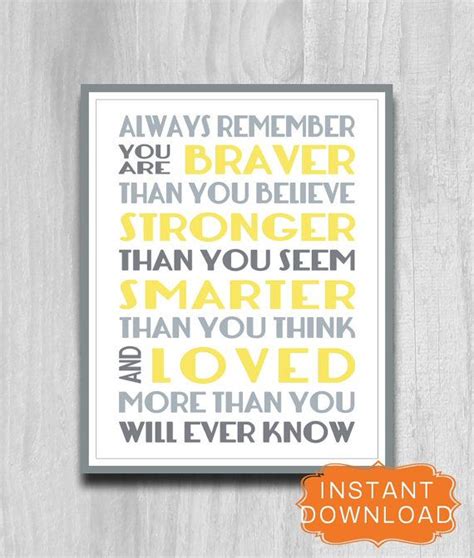 Always Remember You Are Braver Print Printable Art X X Etsy