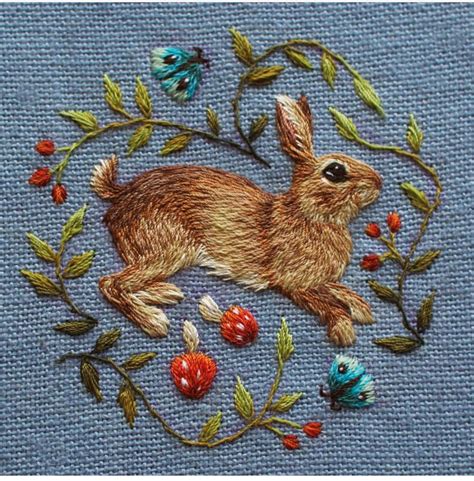 A Rabbit In Jungle Quick Stitch Embroidery Custom Embroidery