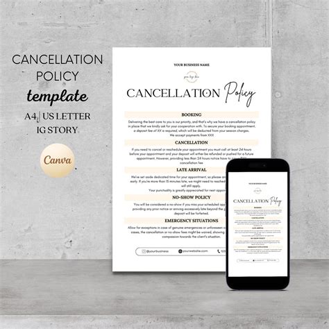 Editable Salon Cancellation Policy Template Cancellation Spa Policies