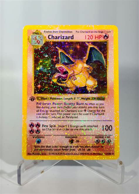 St Edition Shadowless Charizard Base Set Full Holo Etsy Uk