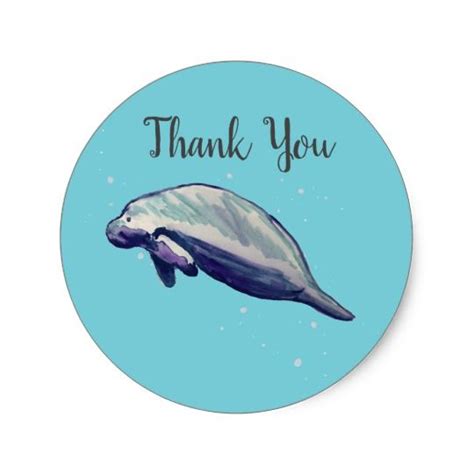 Manatee Party Thank You Stickers Thank You Stickers