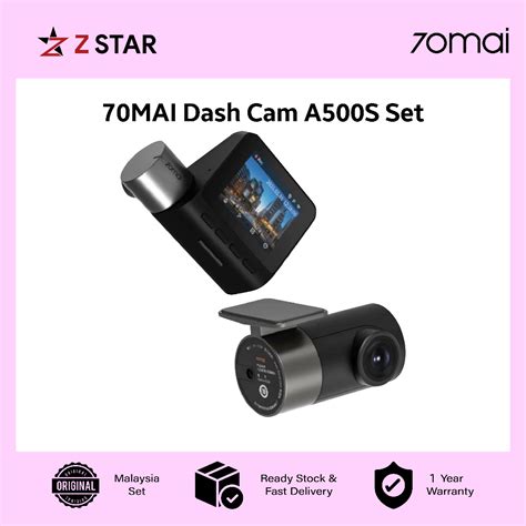 70mai Dashcam A500S SET FRONT BACK Car Recorder 1944P Rear Cam