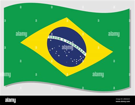 Waving Flag Of Brazil Vector Graphic Waving Brazilian Flag