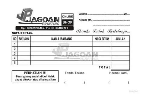 contoh nota pembelian   membuatnya lengkap