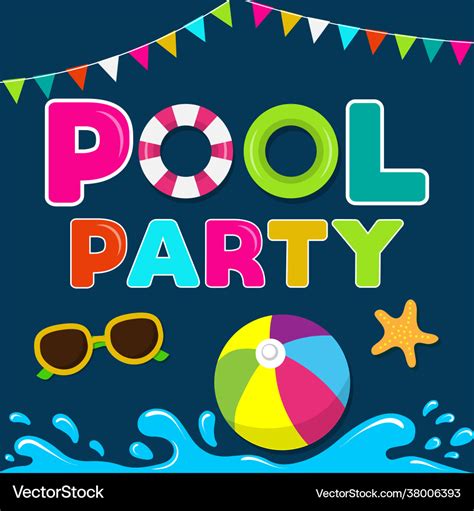 Funny Summer Banner Pool Party Royalty Free Vector Image