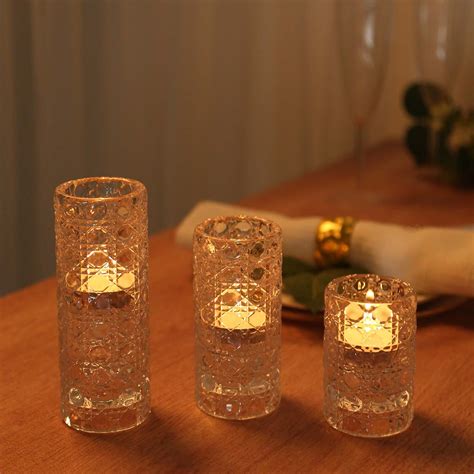 Clear Glass Taper Candle Holders Set Of 3