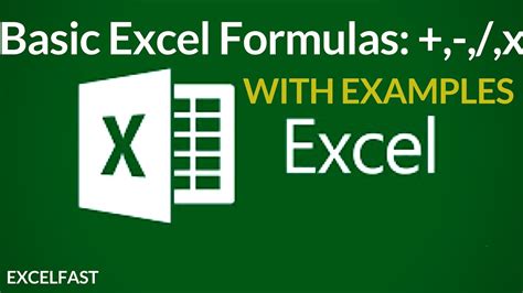 Basic Excel Formulas Add Subtract Divide Multiply Youtube